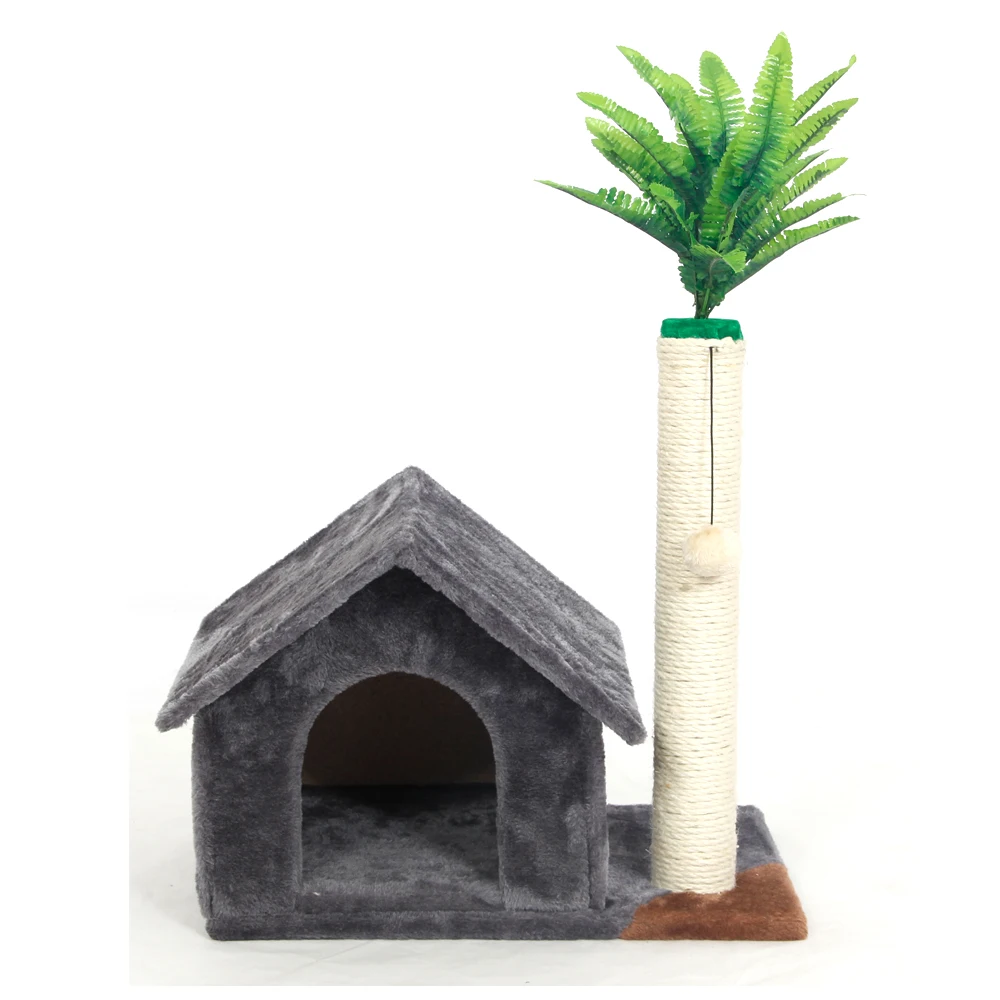 fast delivery Cat house wooden with tree Domestic Delivery Detachable Pet furniture eco- friendly bed with Roof design
