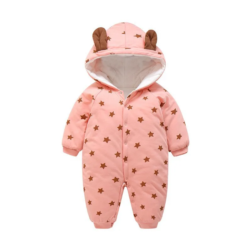 CROAL CHERIE 60-100cm Fashion Star Printing Baby Girl Winter Clothes Hooded Warm Newborn Romper Baby Costume Christmas Costume (7)