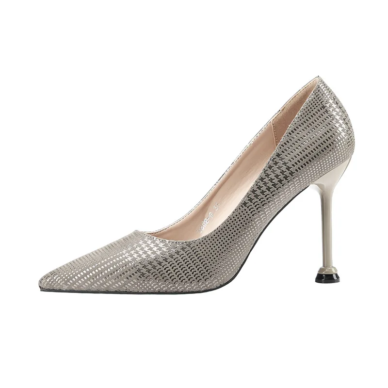 

9888-8 European and American wind sexy pointy high heels fine with snake print women's singles Shoe nightclub skinny professiona
