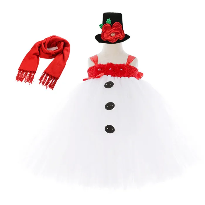 Детское платье-пачка со снеговиком для девочек, шляпы детские для девочки, костюм на первое Рождество, Хэллоуин зимняя одежда на год, День благодарения