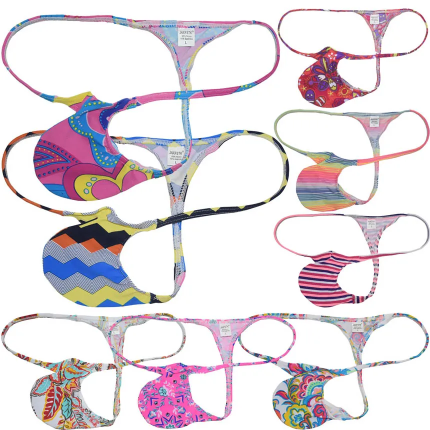 

Men Micro Thong G string Sexy Men Underwear Adonis Cock Pouch Sports T-back Jockstrap Printing Gay Mens Underwear