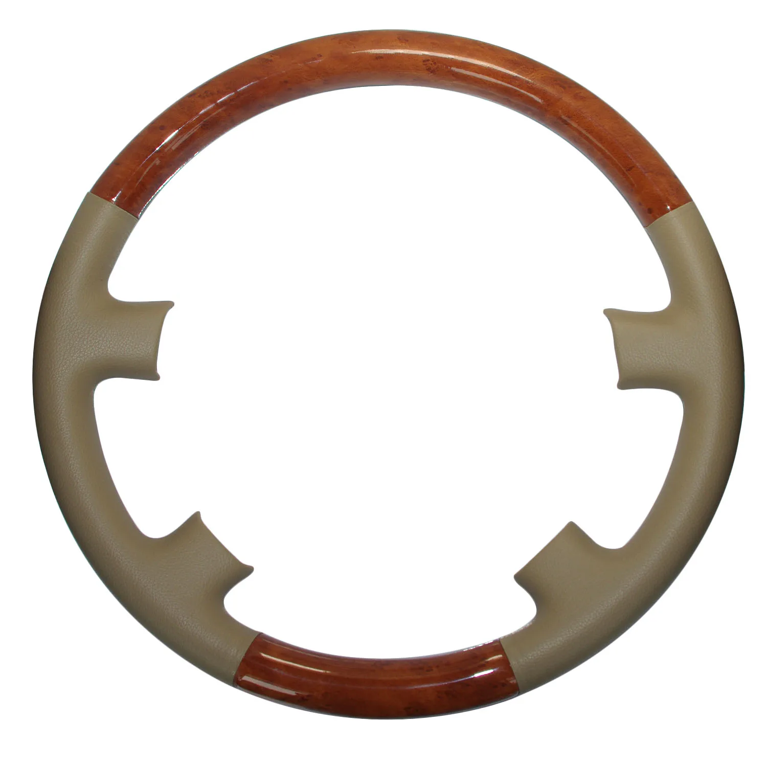 Car & Truck Parts Tan Leather Wood Steering Wheel Cover for 199802