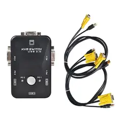 KVM Switch Box 2 порта PC Monitor Switches Box с 2 usb-кабелями VGA для компьютера/клавиатуры/монитора мыши, Plug and Play