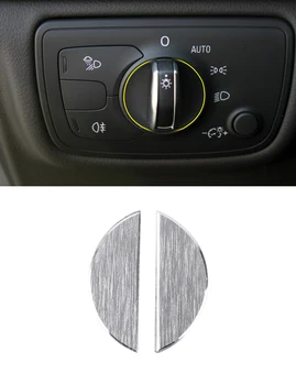 

2pcs Car Aluminum Alloy Interior Headlight Switch Button Cover Trim 3D Sticker For Audi Q3 A4 B8 S4 RS4 A5 S5 RS5 2008-2015