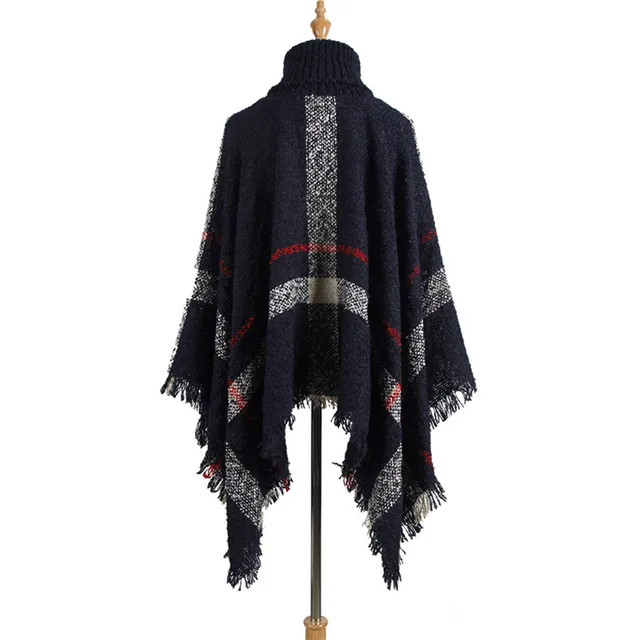 Hiawatha 2018 Long Turtleneck Cloak Knit Women Loose Plus Size Pullover Fashion Tassel Sweater M110 8