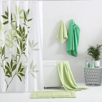 

Pa.an Quality Bathroom Combination Package,Green,Bath Skirt Towels Mat Curtain 5pc Bathroom Accessories Set Modern Fresh Luxury