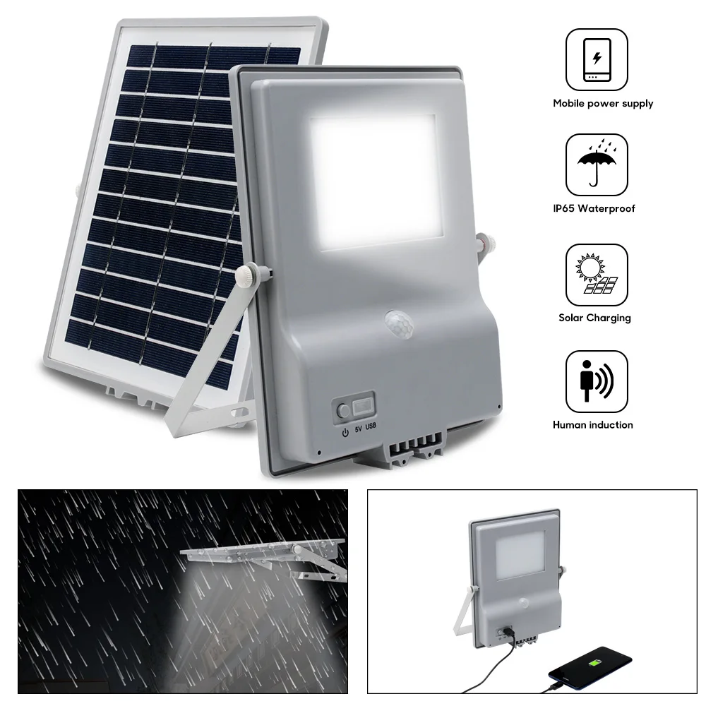 

Solar Lamp 48 LED Super Bright Rechargeable USB Charge Decoration PIR Motion Sensor Wall Light For Camping Hiking Fishing Light