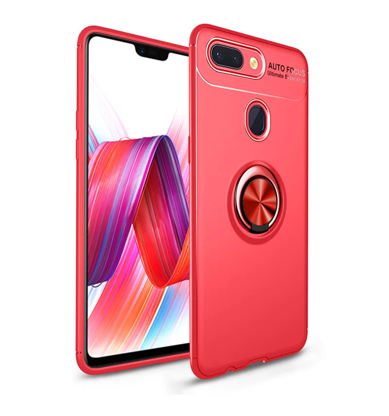 Магнитное кольцо Стенд чехол на для Xiaomi mi 8 Lite mi 8 роскошный мягкий силиконовый защитное стекло+ Полное покрытие на для сяоми ксиоми ми 8 Лайт ми8 - Цвет: red red