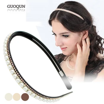 

2pcs Pearl Hair Band - Headpiece - Cellulose Acetate Hair Accessory Wedding Tiara - Rhinestone Hair Ornament for Women's Hair