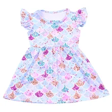 Летнее платье русалки для девочек; Очаровательное платье с жемчужинами для маленьких девочек; детское платье с единорогом из молочного шелка; доступно на возраст от 12 месяцев до 7 лет