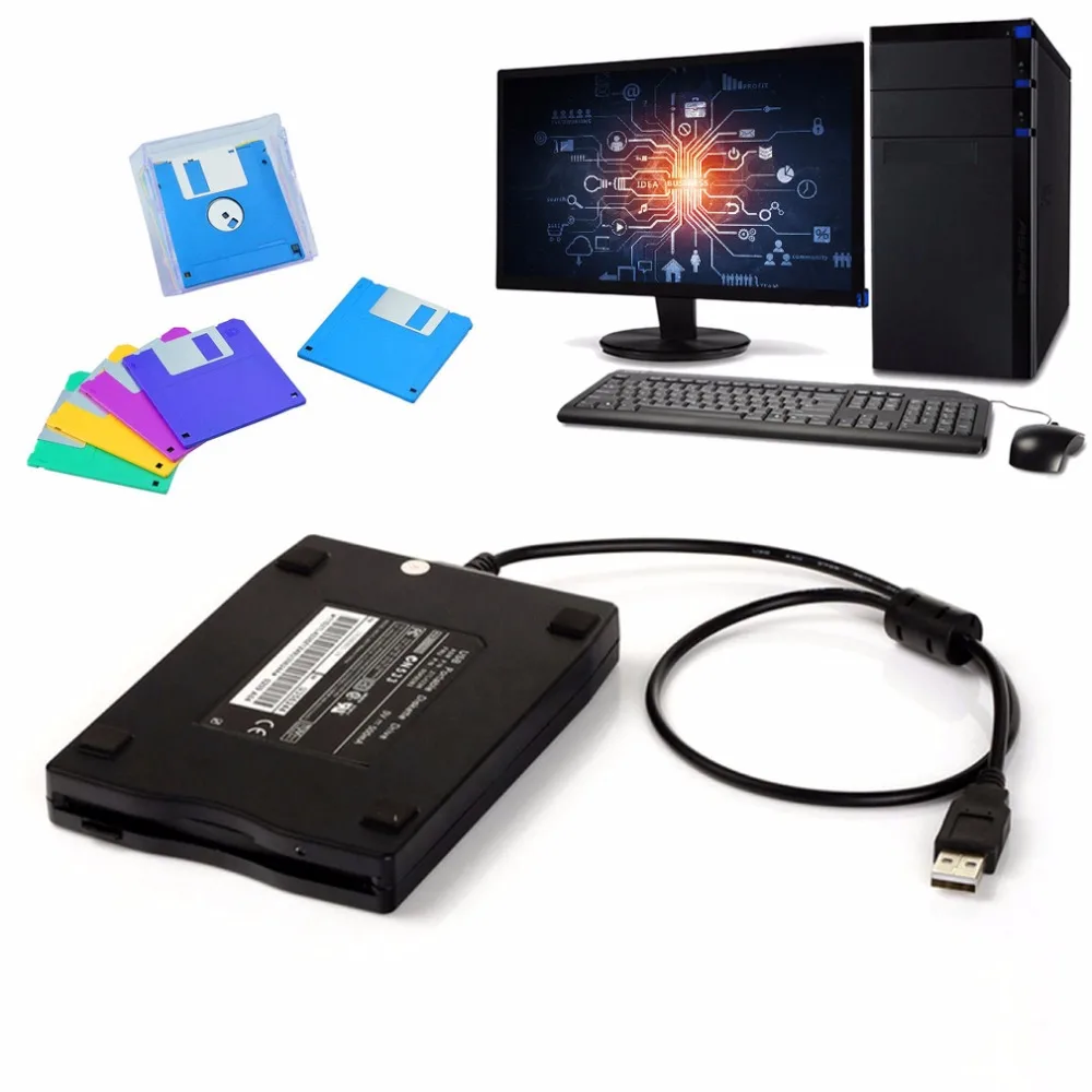 

3.5 inch 1.44MB FDD Black USB Portable External Interface Floppy Disk FDD External USB Floppy Drive for Laptop