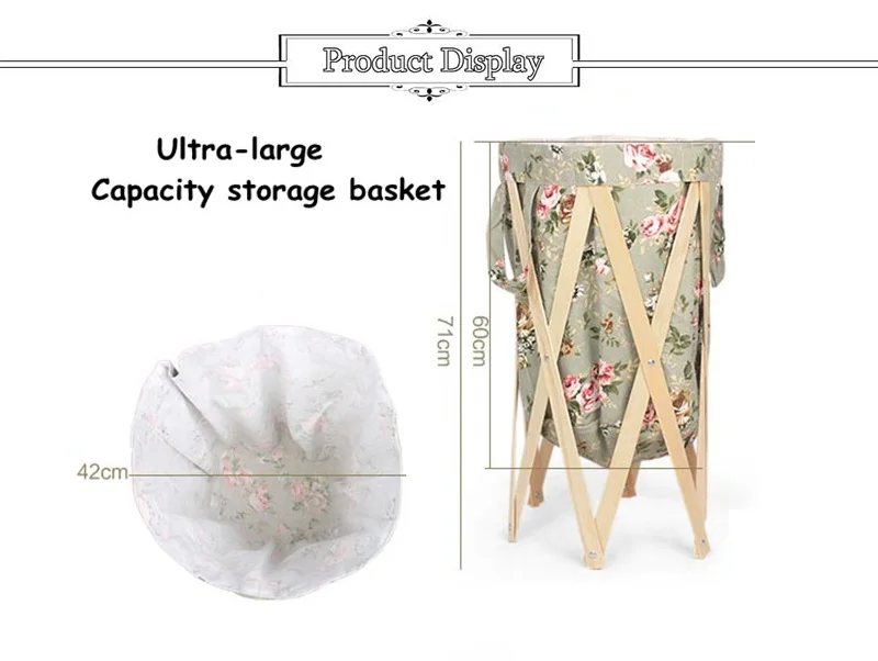 Складная корзина для белья большая многофункциональная деревянная рама для одежды игрушки Органайзер Удобная практичная корзина для хранения одежды