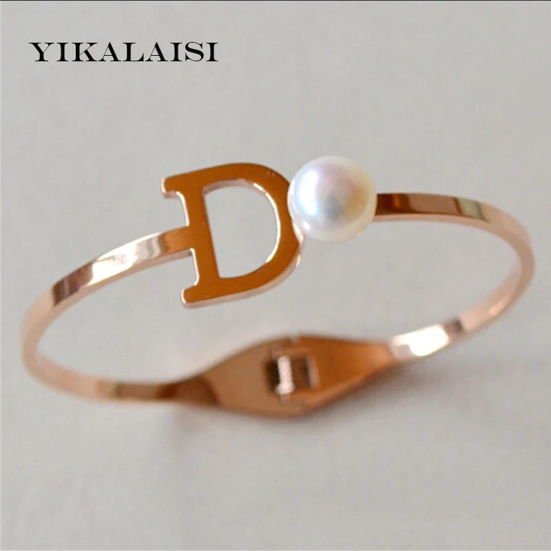 

YIKALAISI 2017 Charm Bracelet Bangles Pearl Jewelry Natural Pearl Bracelets Four Leaf Clover Sterling Bracelet For Women girls