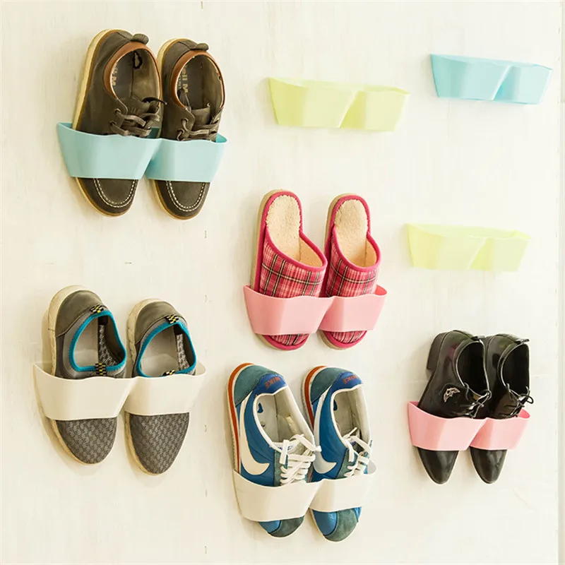 Wall Mounted Sticky Hanging Shoe Hook Shelf Rack Shoes Holder Wall Mounted Sticky Hanging Shoe Hook Shelf Rack Shoes Holder Storage Organiser In Racks Organizers From Home Garden On Aliexpress Alibaba