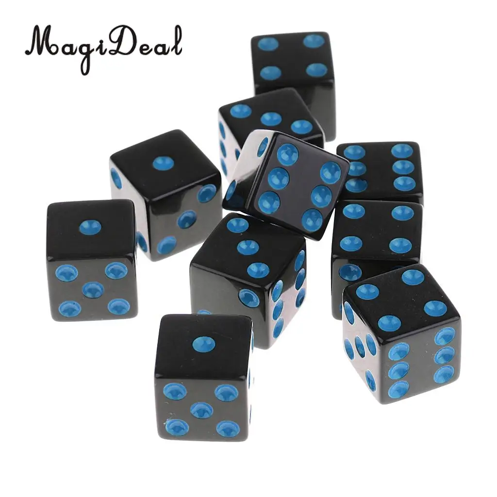 10 Pieces/Set Plastic Dice D6 6 Sided Dotted Dice for D&D RPG Table Games Drinking Gaming Adult Toys Novelty Gift 4Colors