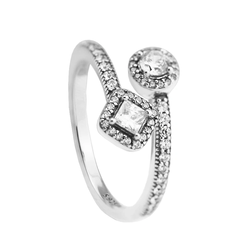 

Abstract Elegance Rings with Clear CZ 100% 925 Authentic Sterling Silver Fine Jewelry Free Shipping