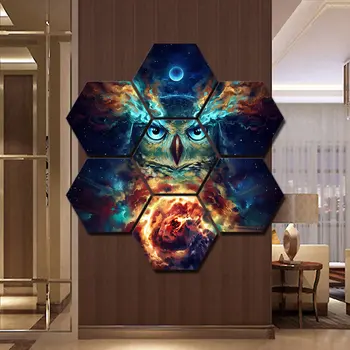 

Canvas Paintings Home Decor Framed 7 Pieces Night Owl Poster Prints Modular Abstract Animal Nebula Pictures Living Room Wall Art