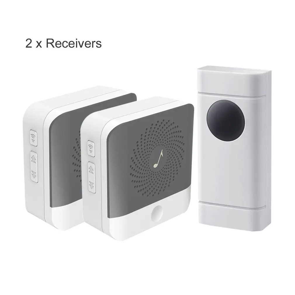 

KOT-X1 Wireless Doorbell US Plug 2 Receiver 1 Transmitter Waterproof 52 Chord Ringtones 4 Level Volume Wireless Door Bell