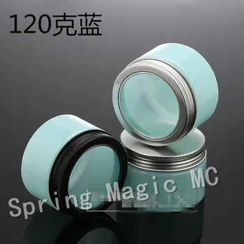 

120ml Blue Dark Cream Jars With Black/Silver Window Aluminum Lid cosmetic jars,120g DIY Hair wax Case,Empty Eye Cream bottle