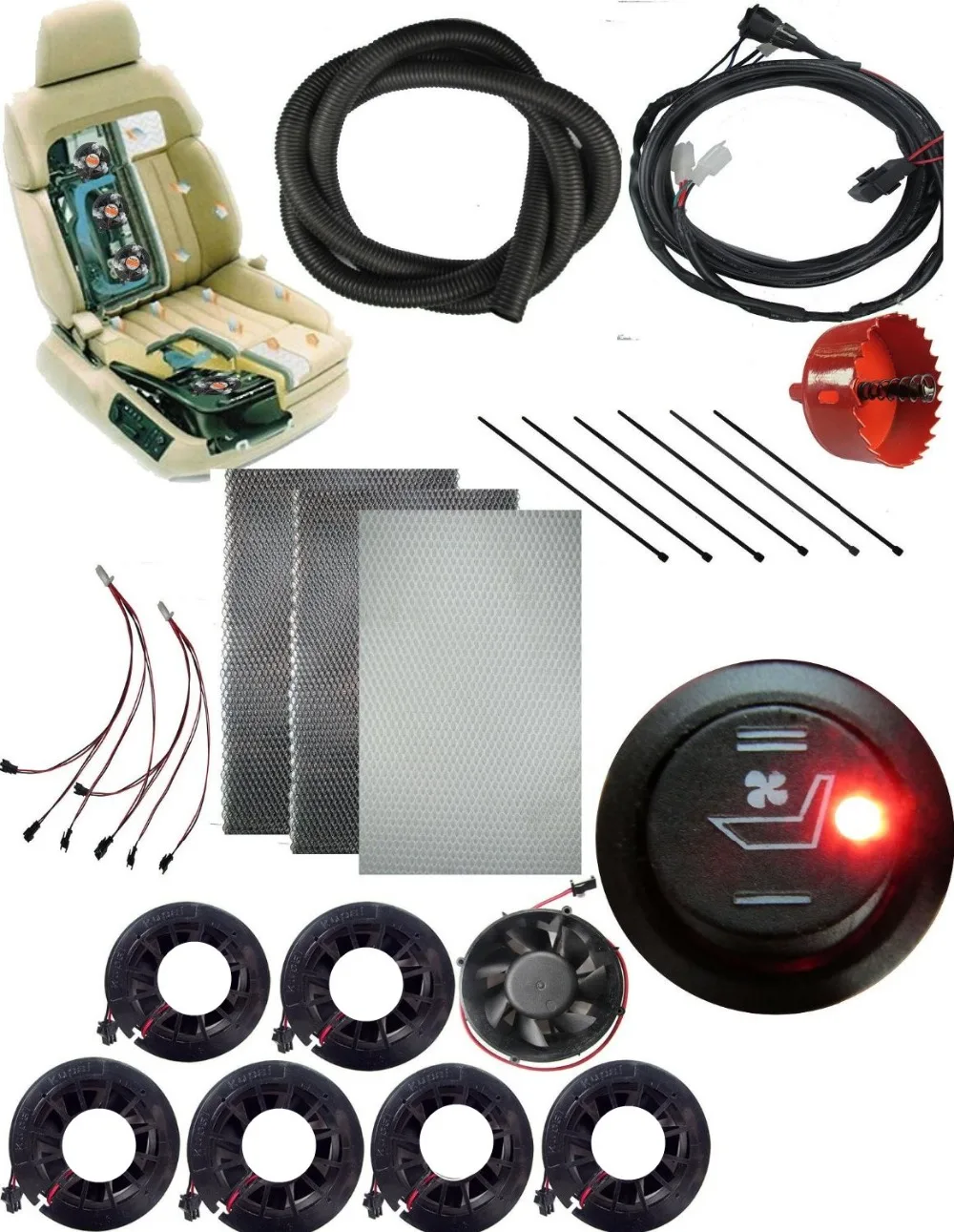 7 fan ventilator auto seat cooling air vent car cooler sytem to cools