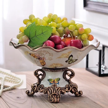 

European luxury American Pastoral fruit plate decoration Home Furnishing wave mouth large diameter fruit fruit bowl