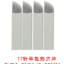 Jm611d-x73 100 шт./лот microblading ручки лезвия 17 Вышивка Крестом Иглы для постоянного Макияж изогнутые татуировки стеклоочистителя татуировки иглы