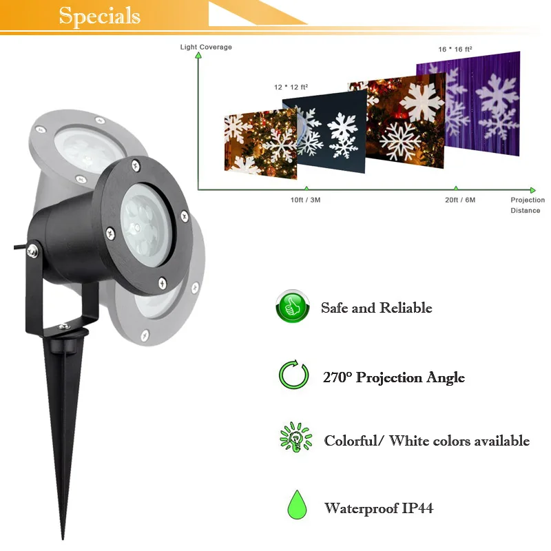 Holiday Lighting Christmas Snowflake projector Outdoor led lawn light Waterproof for Garden decor White RGB with Power plug Holiday Lighting Christmas Snowflake projector Outdoor led lawn light Waterproof for Garden decor White RGB with Power plug