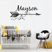 Бохо стрела пользовательское имя наклейка на стену виниловая богемная Детская комната декорация наклейка для гостиной домашний декор обои EA948