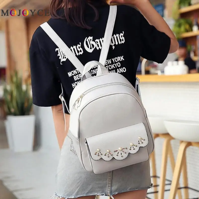 3 unids/set de perlas de moda remache mujeres Mochila niñas hombro de cuero de la PU Mochila bolsa de viaje Mochila 3 unids/set de perlas de moda remache mujeres Mochila niñas hombro de cuero de la PU Mochila bolsa de viaje Mochila