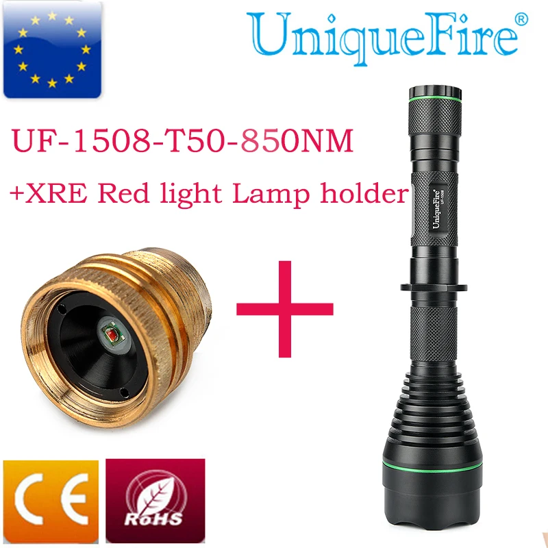 UniqueFire стрельба свет 1508 IR 850nm Инфракрасный фонарик 3 режима+ XRE красный держатель лампы Охотничий комплект освещения