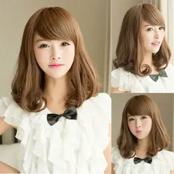 

Harajuku Cosplay Wig For Women Natural Brown Elgant Sexy Synthetic Hair Long Curly Wavy Full Wigs With Bangs Peruca Perruque