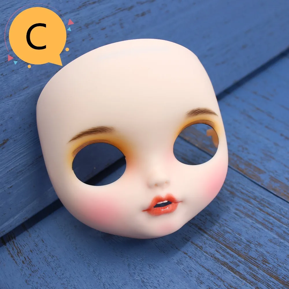 Neo Blythe Doll Matte Faceplate pẹlu Atike, Ẹnu & Awọ funfun 8