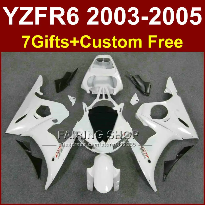 Classic White R6 Custom Fairing Parts For Yamaha R6 Motorcycle Fairings