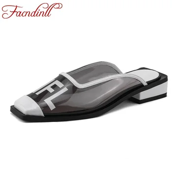 

FACNDINLL women slippers brand 2019 new fashion summer women gladiator sandals shoes low square heels open toe women dress shoes