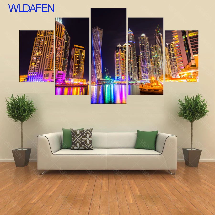 Aliexpress.com : Buy 5 panel Modern Shanghai Gobi Beach City Canvas