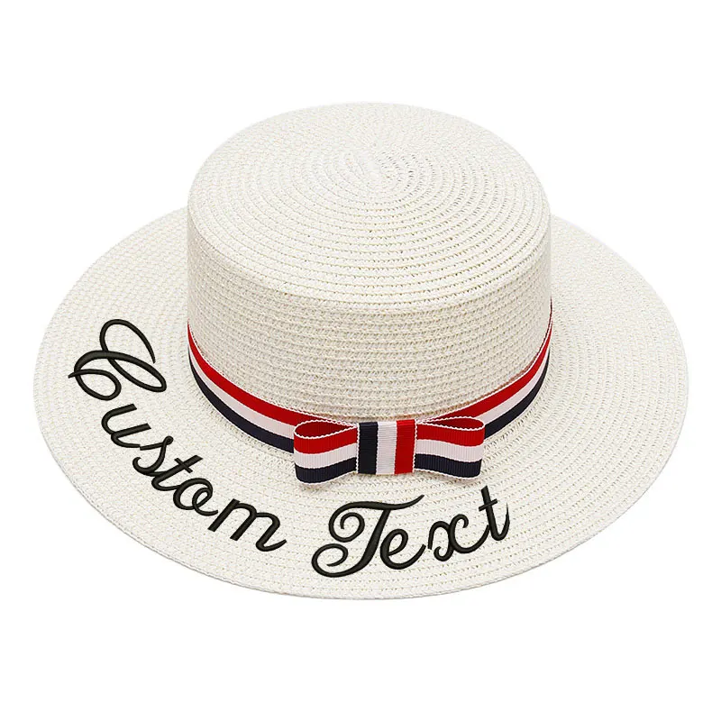 Вышитый индивидуальный заказ ваш логотип, название Вышивка Мужская Женская солнцезащитная Кепка большая соломенная шляпа с полями Открытый пляж шляпа летние шапки