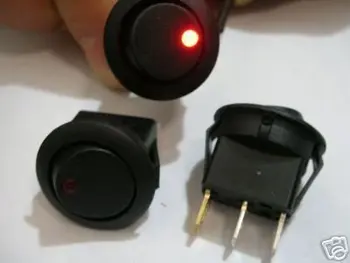 

ROUND 3V/6V/9V/12V RED LED DOT OFF-ON SPST CAR/BOAT ROCKER SWITCH D8CR n 100PCS