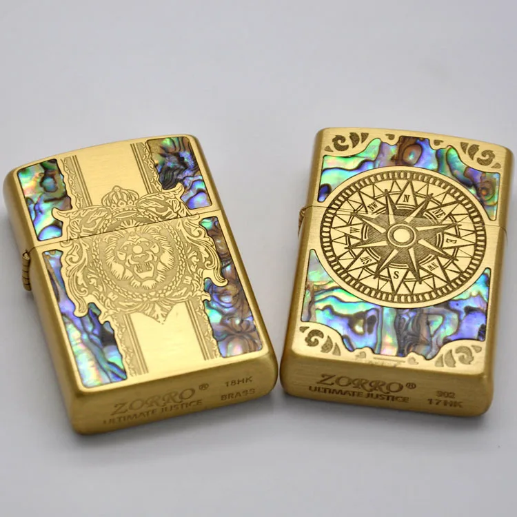 

ZORRO Brass gasoline lighter,Oil briquet,Men Cigarette lighter