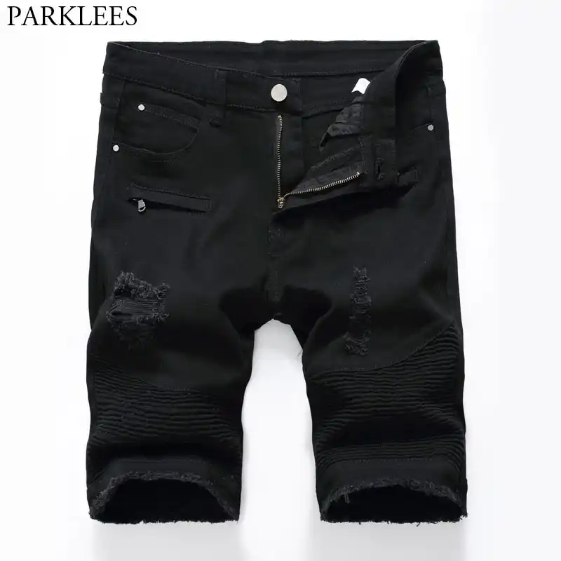 black denim shorts mens ripped