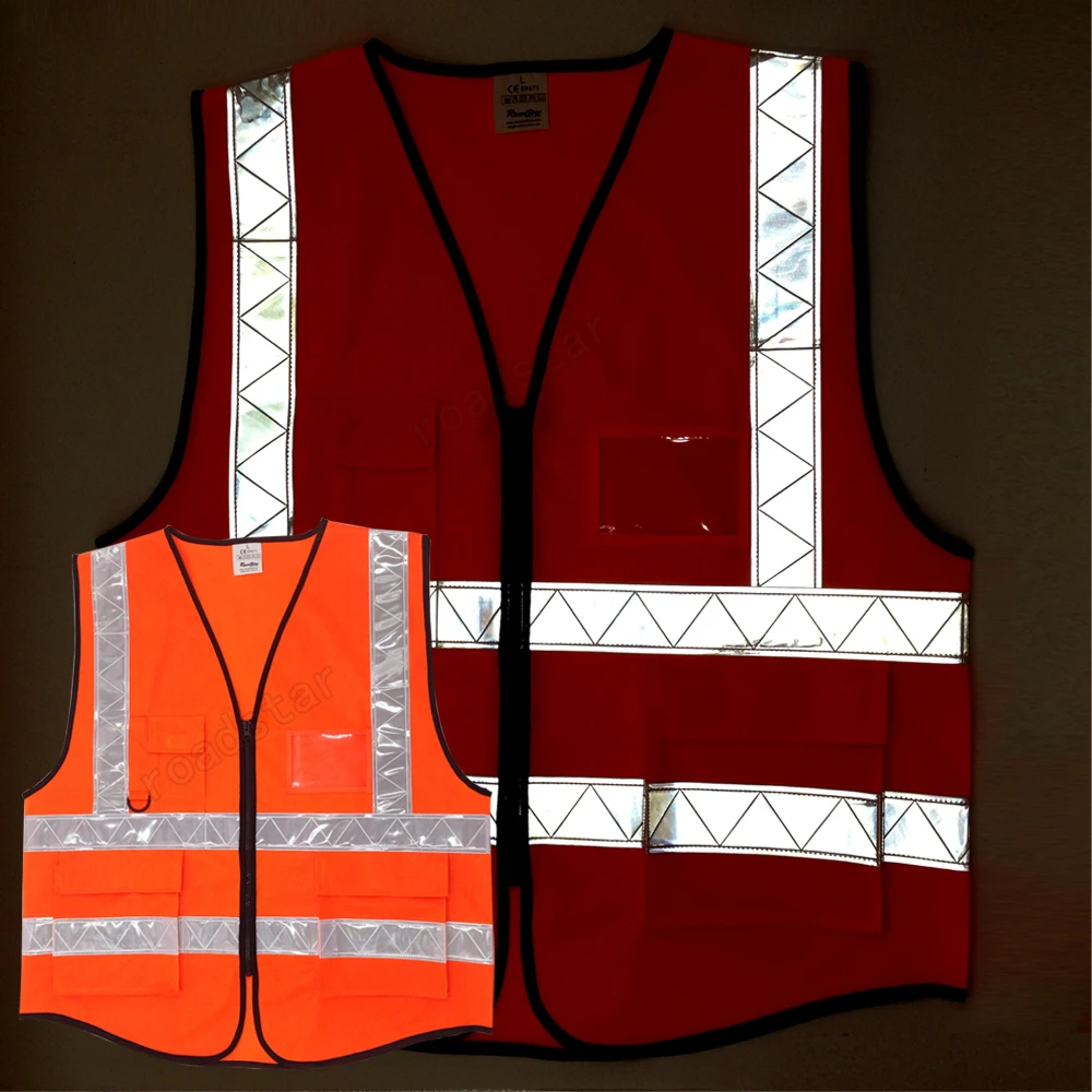 

Fluorescent yellow & Fluorescent orange reflective vest for safety colths free shipping