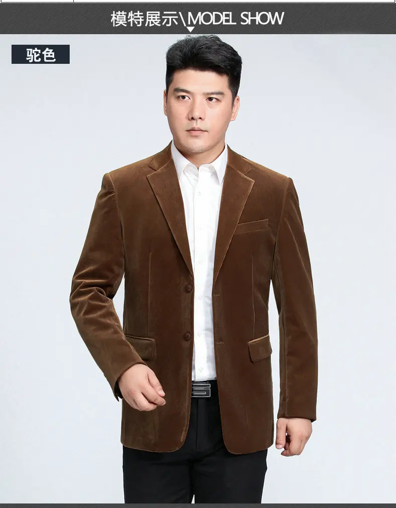 WAEOLSA Men Striped Velvet Blazers Elegant Plain Color Suit Coats Man Wool Blazer Hombre Corduroy Suit Jackets Red Navy Blue Uniform (3)