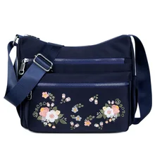 Маленькая нейлоновая сумка на плечо с цветочной вышивкой, женская сумка-мессенджер высокого качества, сумки через плечо, женские роскошные дизайнерские сумки
