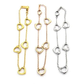 

LOVE jewelry Five loves heart necklace Titanium steel bracelets for women rose gold silver colors Girl bracelet accessories