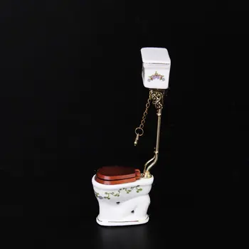 

Best Sale Vintage Victorian style bathroom porcelain toilet doll house miniature white + gold