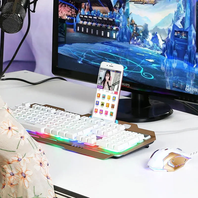 TTQ USB игровая клавиатура мышь геймерский профессиональный набор Razer Led