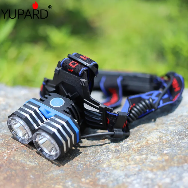 Налобный фонарь YUPARD 2 * XM L T6 светодиодный внешний аккумулятор USB 3 AAA AA 18650 + 2*2200 мАч