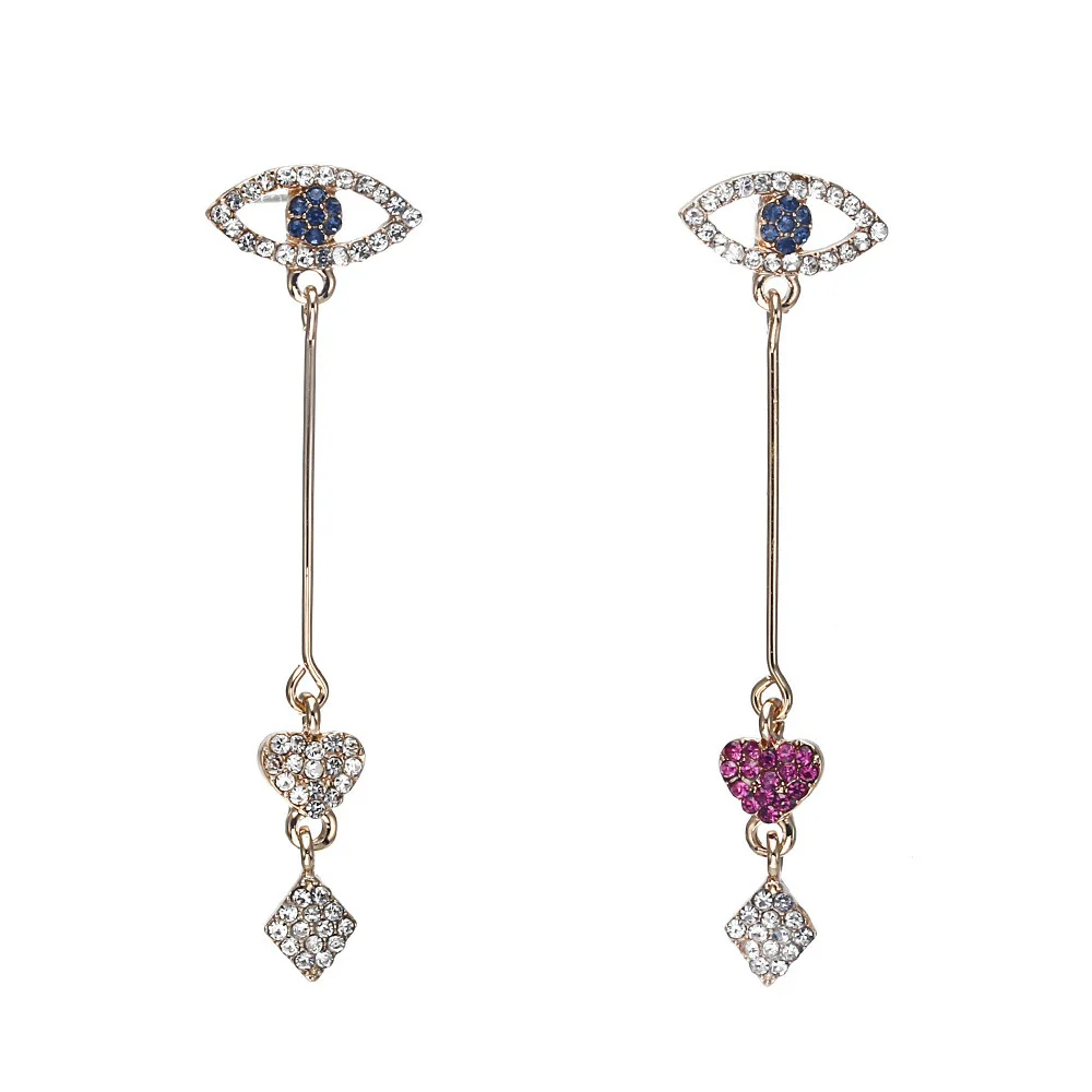 Download HOSEWYE Fashion Crystal Geometric Heart Earrings for Women Wedding Elegant Eyes Long Tassel ...