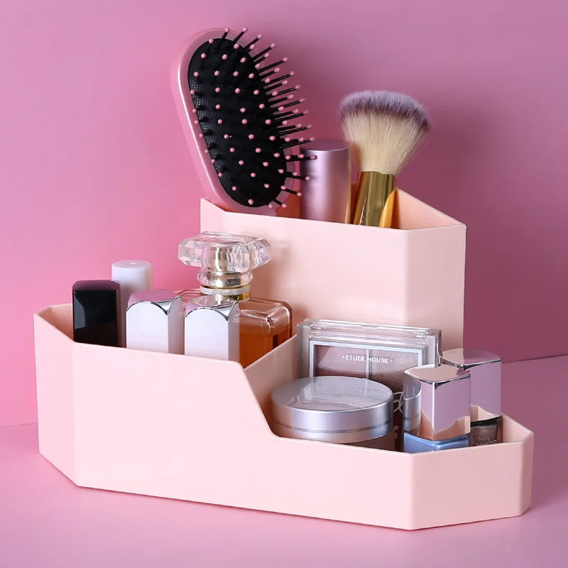  Nordic Desktop corner Plastic Makeup Organizer Cosmetics Storage Container Home Office Stationery S