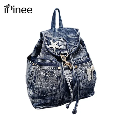 bolsa mochila jeans feminina
