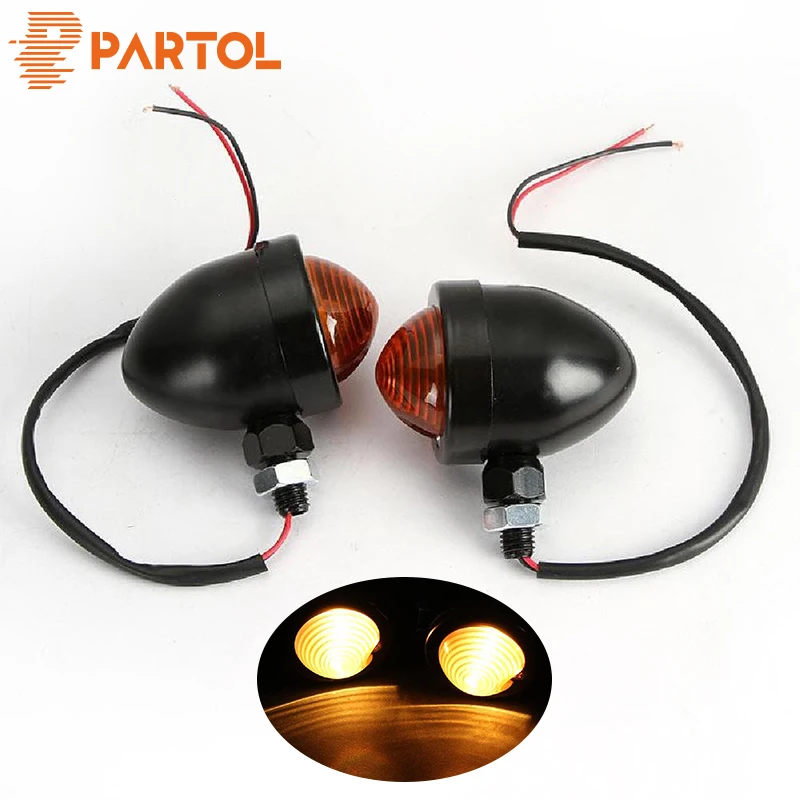 

Partol 12V Motorcycle Daytime Running Light Amber Motorbike LED Turn Light Turn Signal Lamp Direction Indicator Bullet Universal